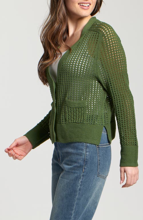 Apny Open Stitch Cardigan In Green