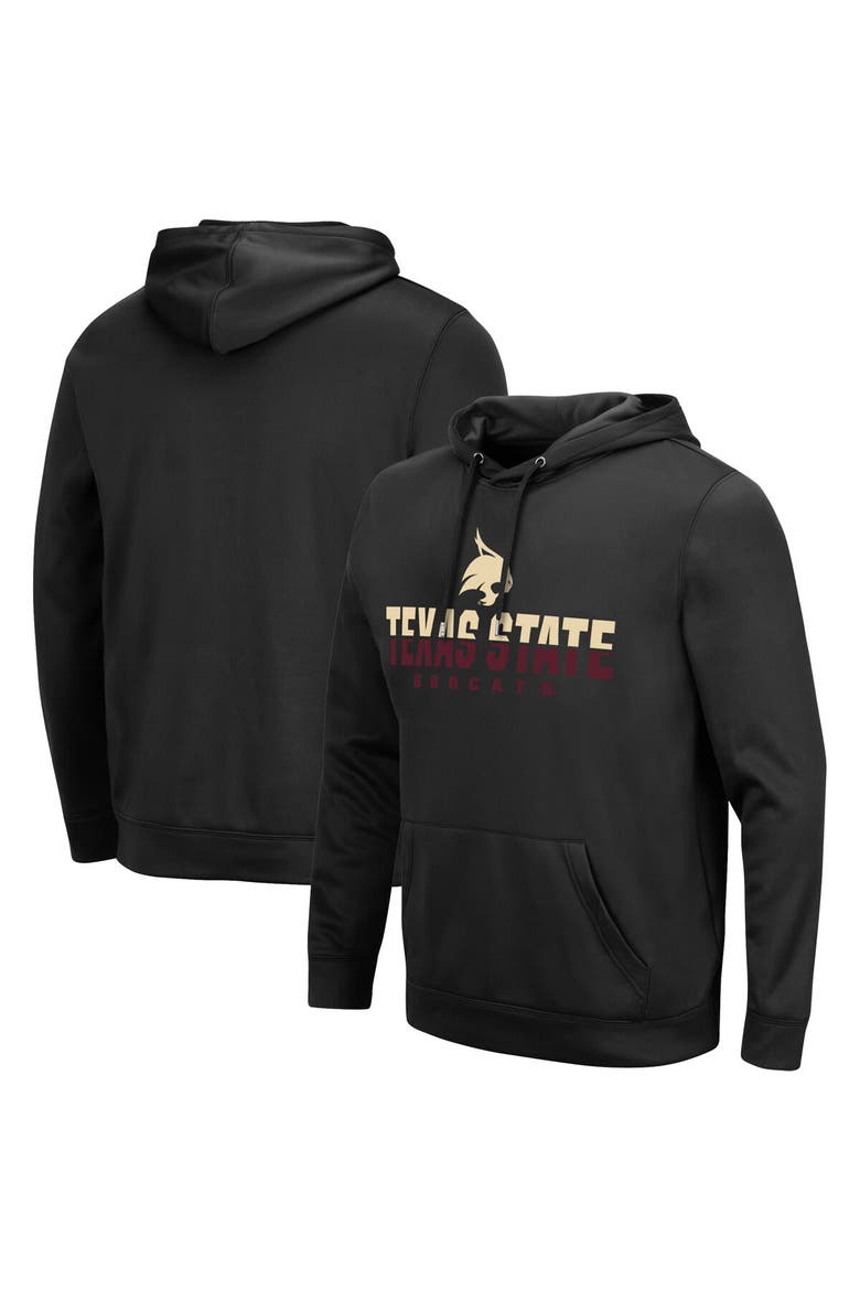 Men's Colosseum Black Texas State Bobcats Lantern Pullover Hoodie, Main, color, Black