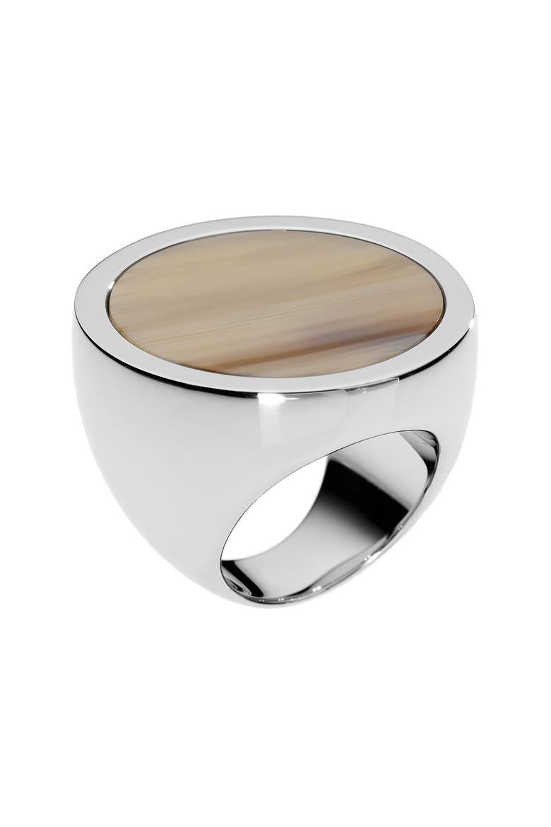 Michael Kors Large Slice Ring, Main, color, HORN/ SILVER