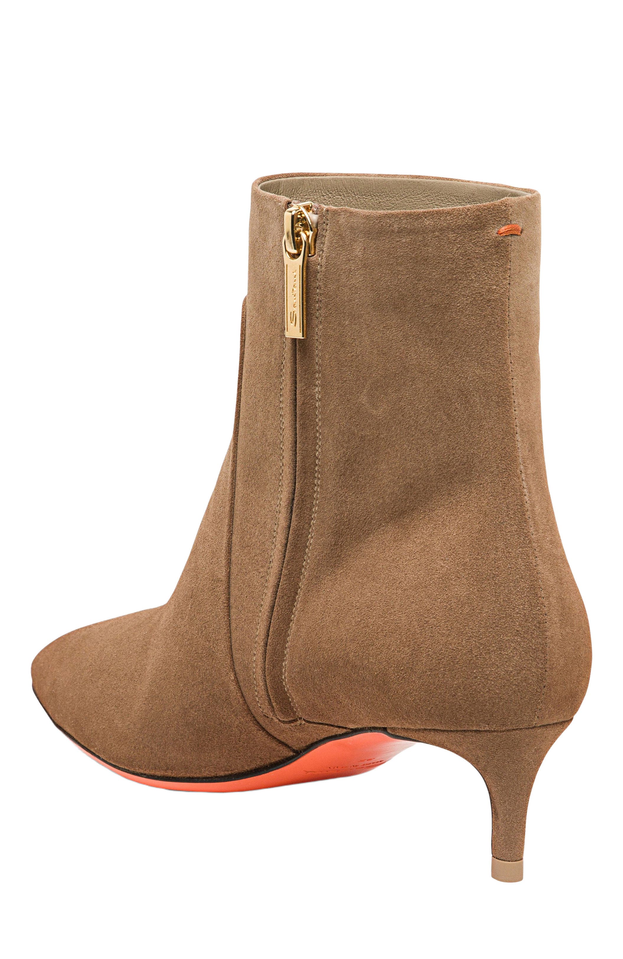 Santoni Women’s suede low-heel ankle boot, Alternate, color, Brown