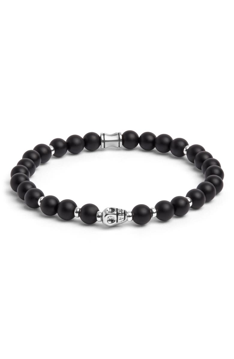 Jonas Studio Men's Skull Semiprecious Bead Bracelet, Main, color, Jet