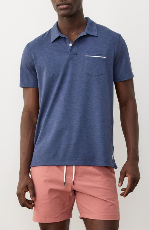 Marine Layer Short Sleeve Air Pocket Polo Shirt In Blue