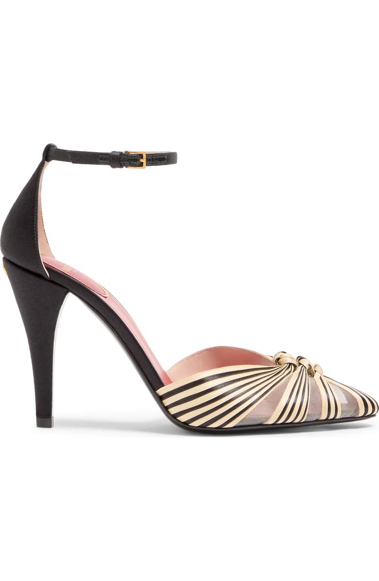 Valentino Annine Satin Ankle Strap Pump, Alternate, color, Black/ Beige