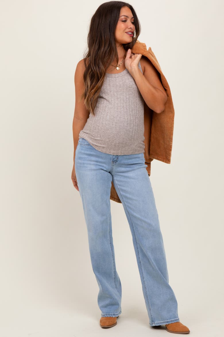 Relaxed Straight Leg Maternity Jeans, Main, color, Light Blue