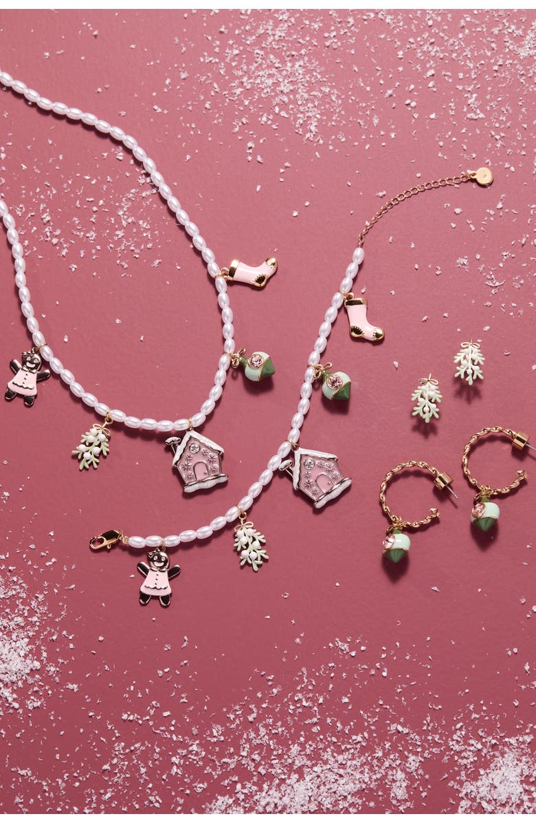 Alex and Ani Pink Christmas Beaded Charm Necklace, Alternate, color, Gold