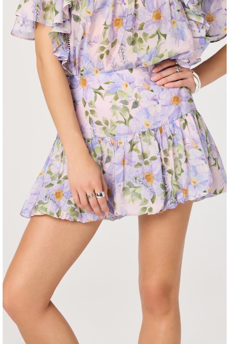 Alea Bubble Hem Miniskirt, Alternate, color, LILAC FLORAL