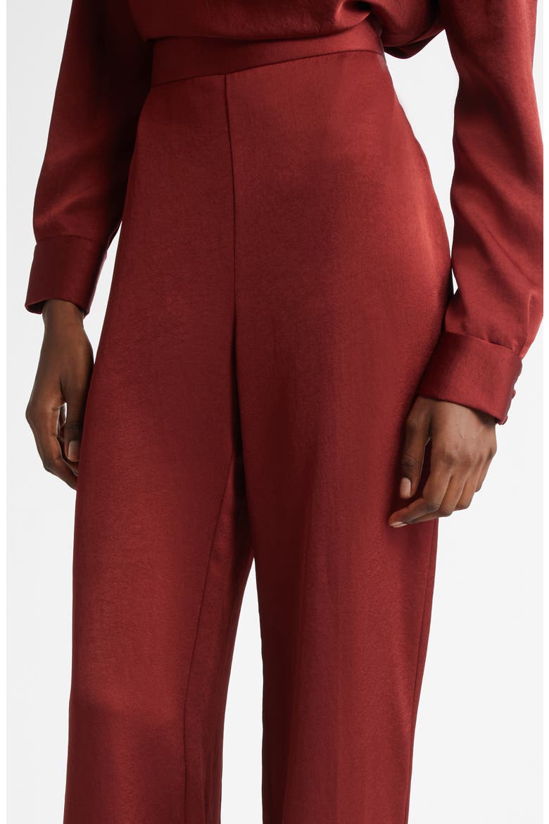 High Waist Satin Wide Leg Pants, Alternate, color, BORDEAUX