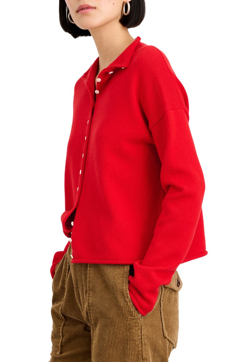 Taylor Cotton & Cashmere Cardigan, Alternate, color, FIRE RED