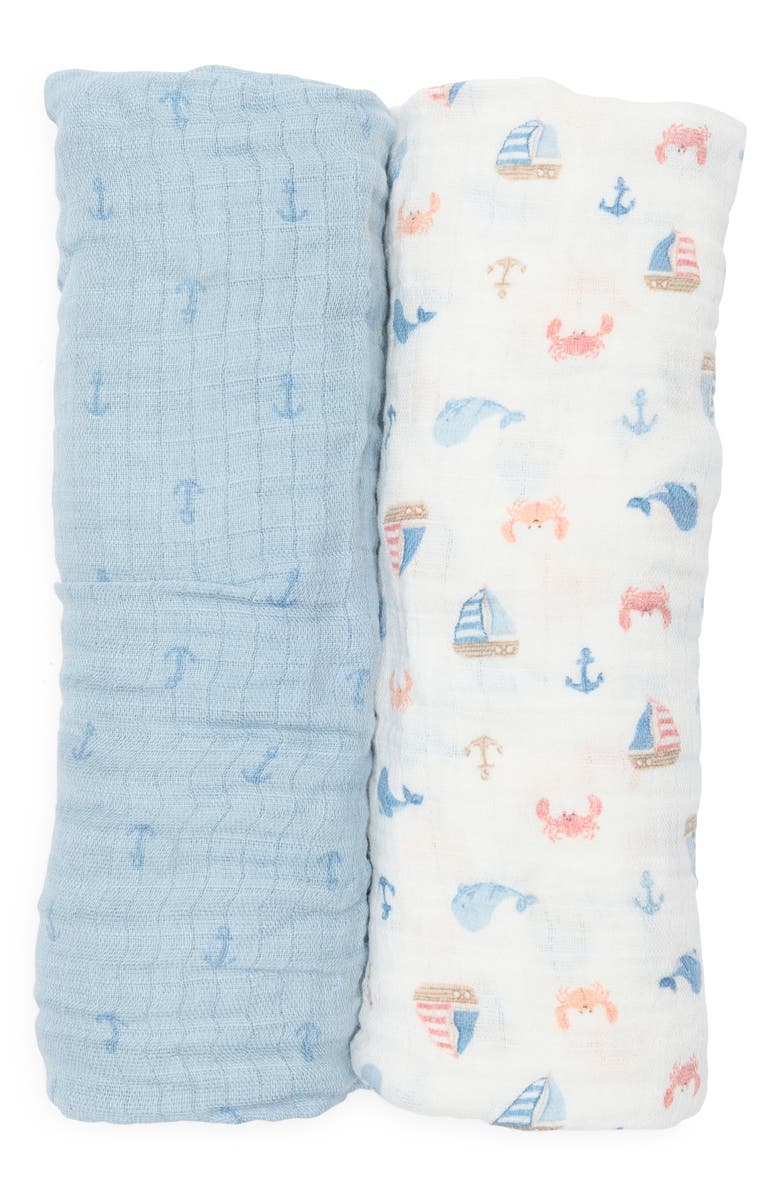 Chick pea 2-Pack Assorted Muslin Blankets, Main, color, Nautical