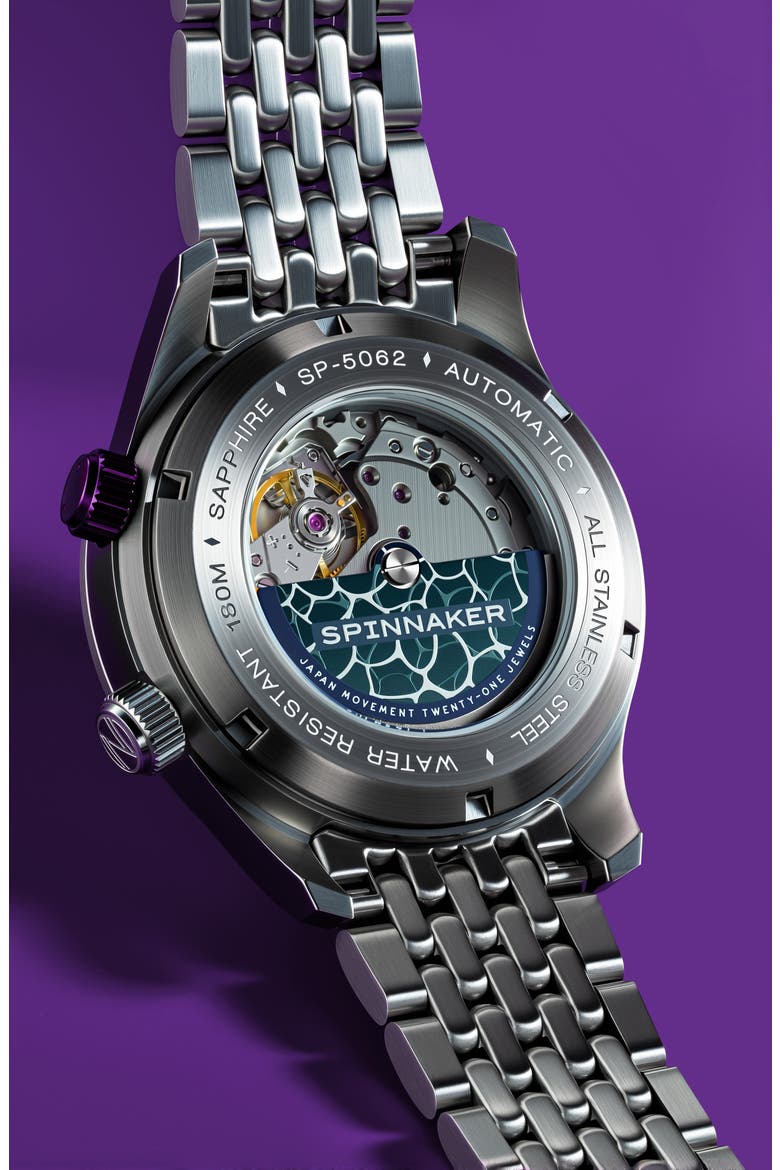 Bradner Automatic Bracelet Watch, 42mm, Alternate, color, PURPLE