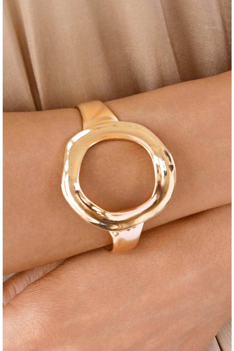 Open Circle Cuff Bracelet, Alternate, color, GOLD