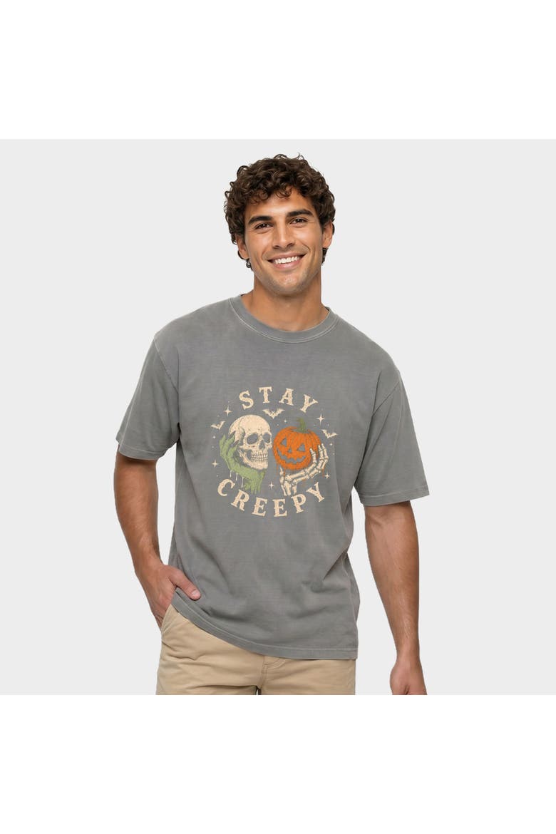 Stay Creepy Garment Dyed T-Shirt, Alternate, color, Grey