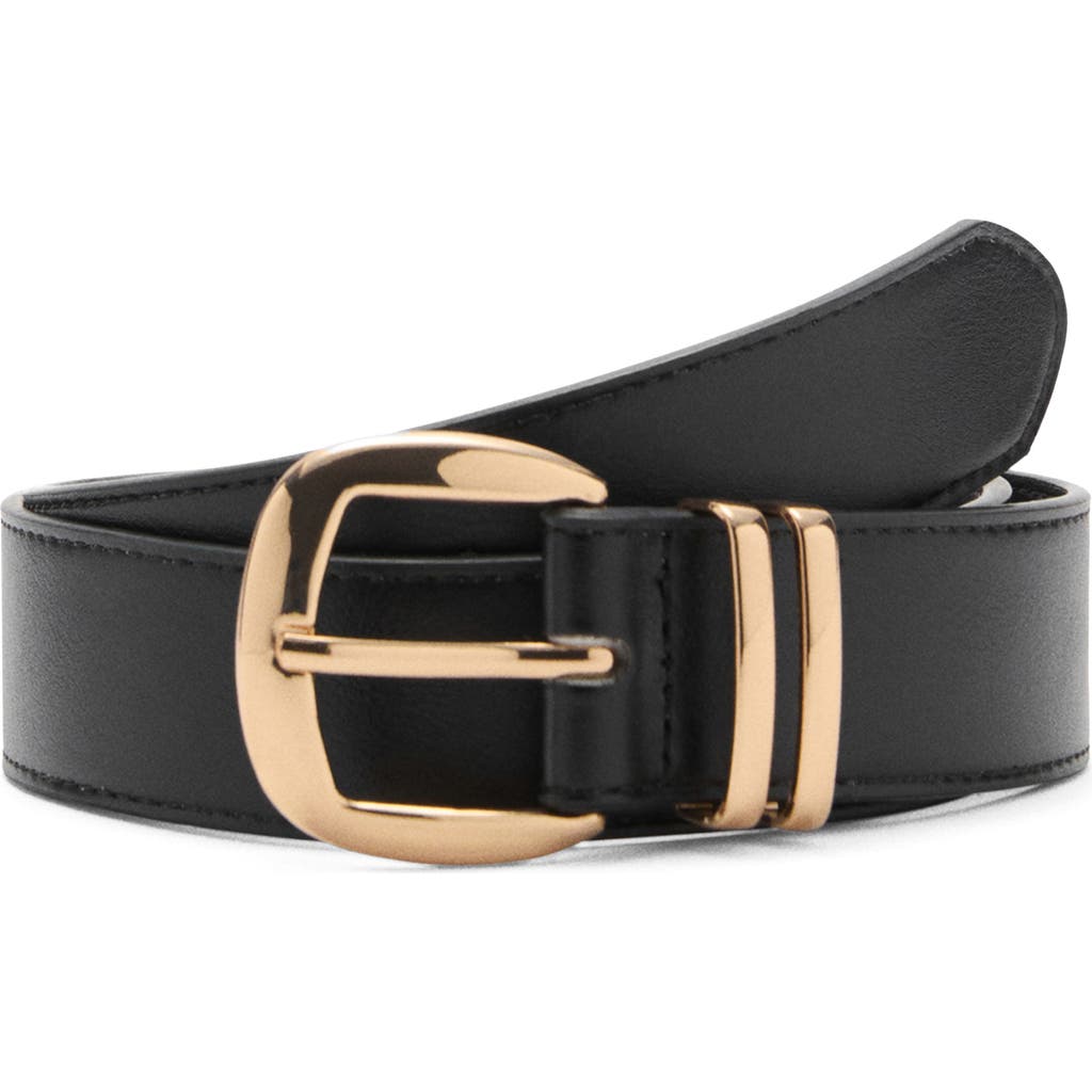 Mango Faux Leather Belt In Black