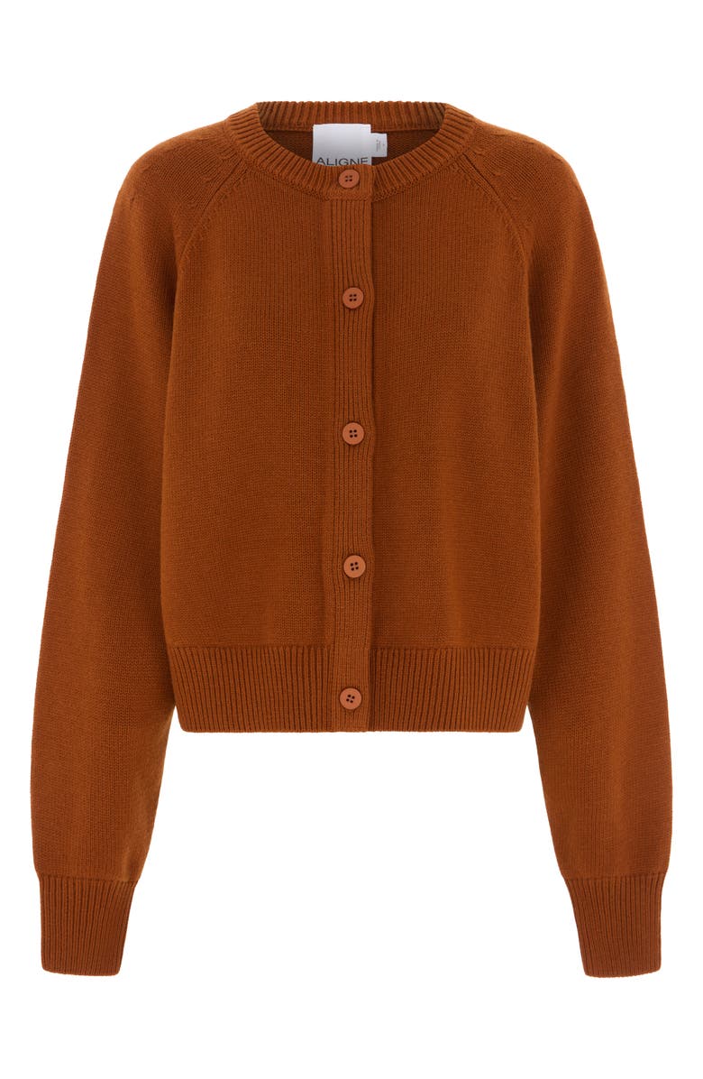 ALIGNE Tania Merino Wool & Cotton Cardigan, Alternate, color, Brown