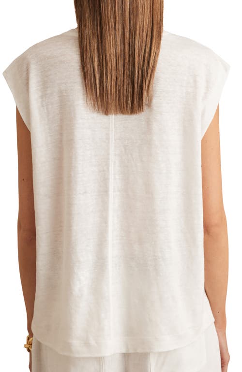 Reiss White Linen Cap-sleeve T-shirt In White