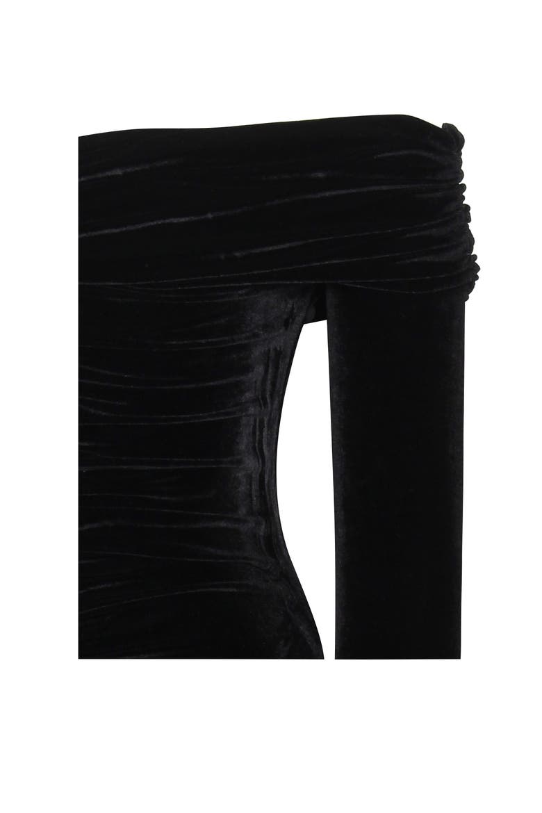 Ashton Off Shoulder Velvet Long Sleeve Bodycon Dress, Alternate, color, Black