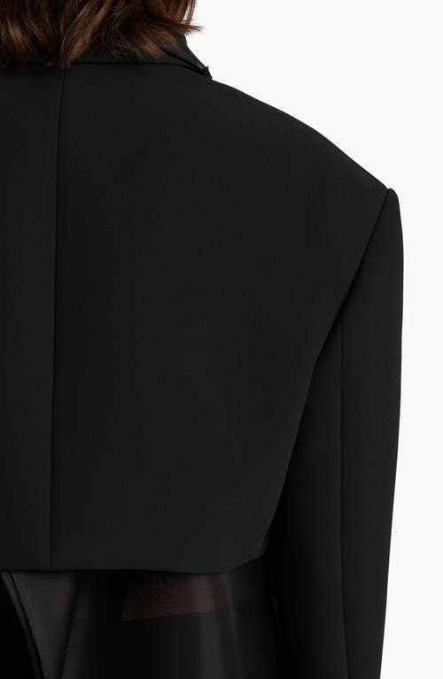Khaite Nando Oversize Satin Back Crepe Crop Jacket In Black