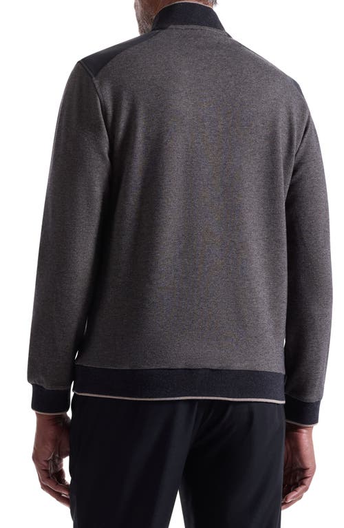 Bugatchi Mélange Quarter Zip Top In Gray