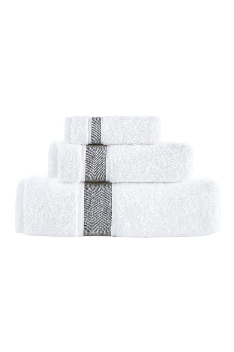 Ottoman Rolls Turkish Cotton 3-Piece Bath Essential Towels, Main, color, ANTHRACITE/ WHITE