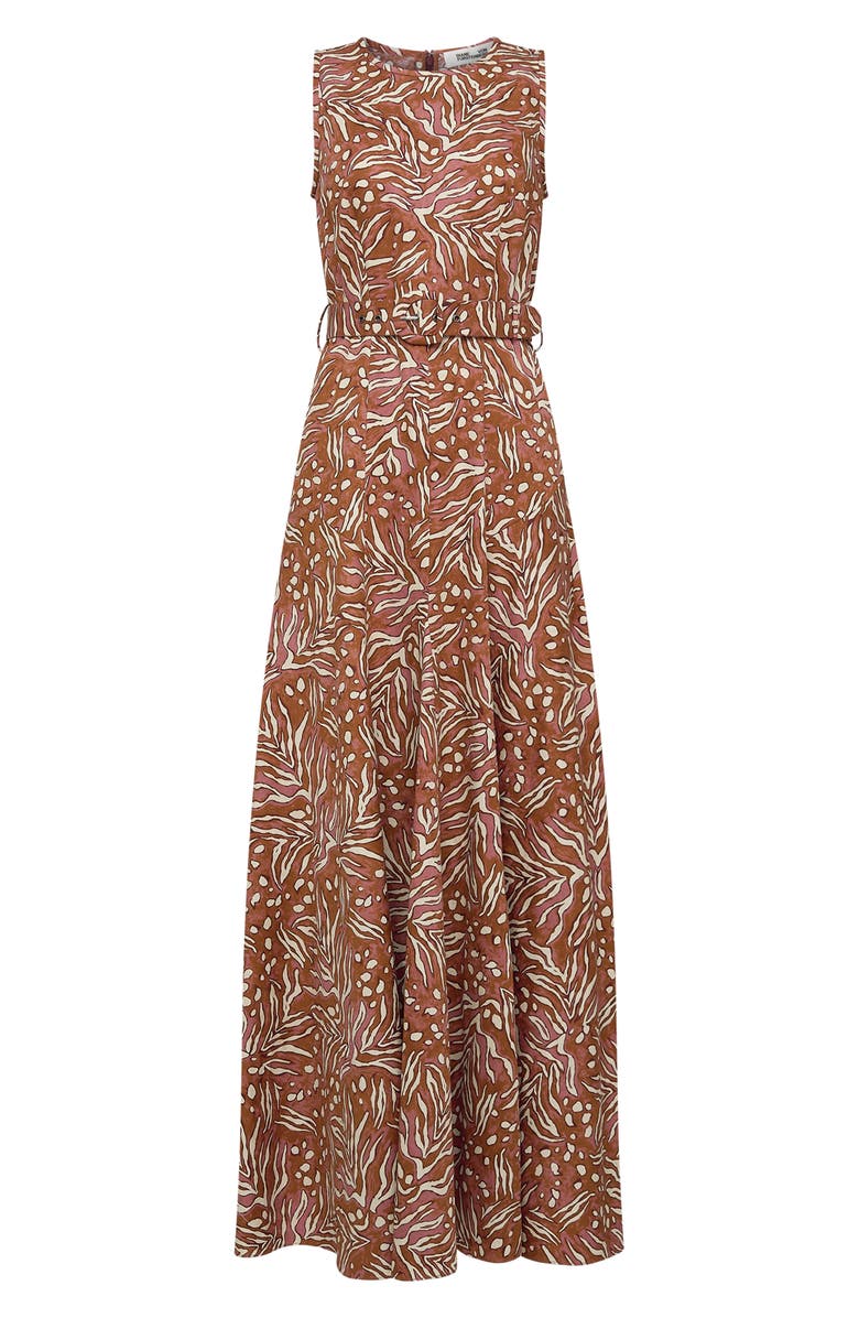 DVF Elliot Belted Cotton & Linen Maxi Dress, Alternate, color, 