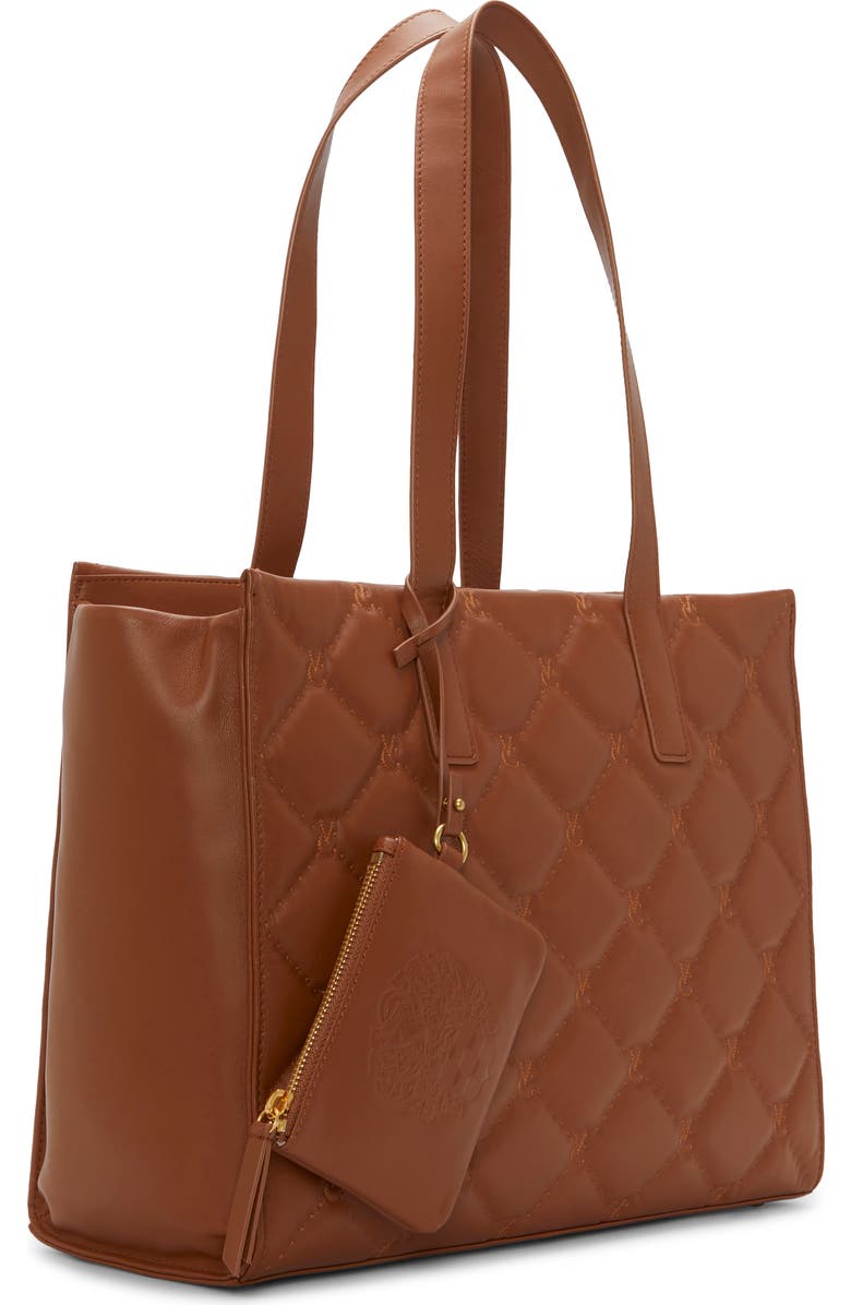 Vince Camuto Barry Quilted Leather Tote, Alternate, color, Mid Brown