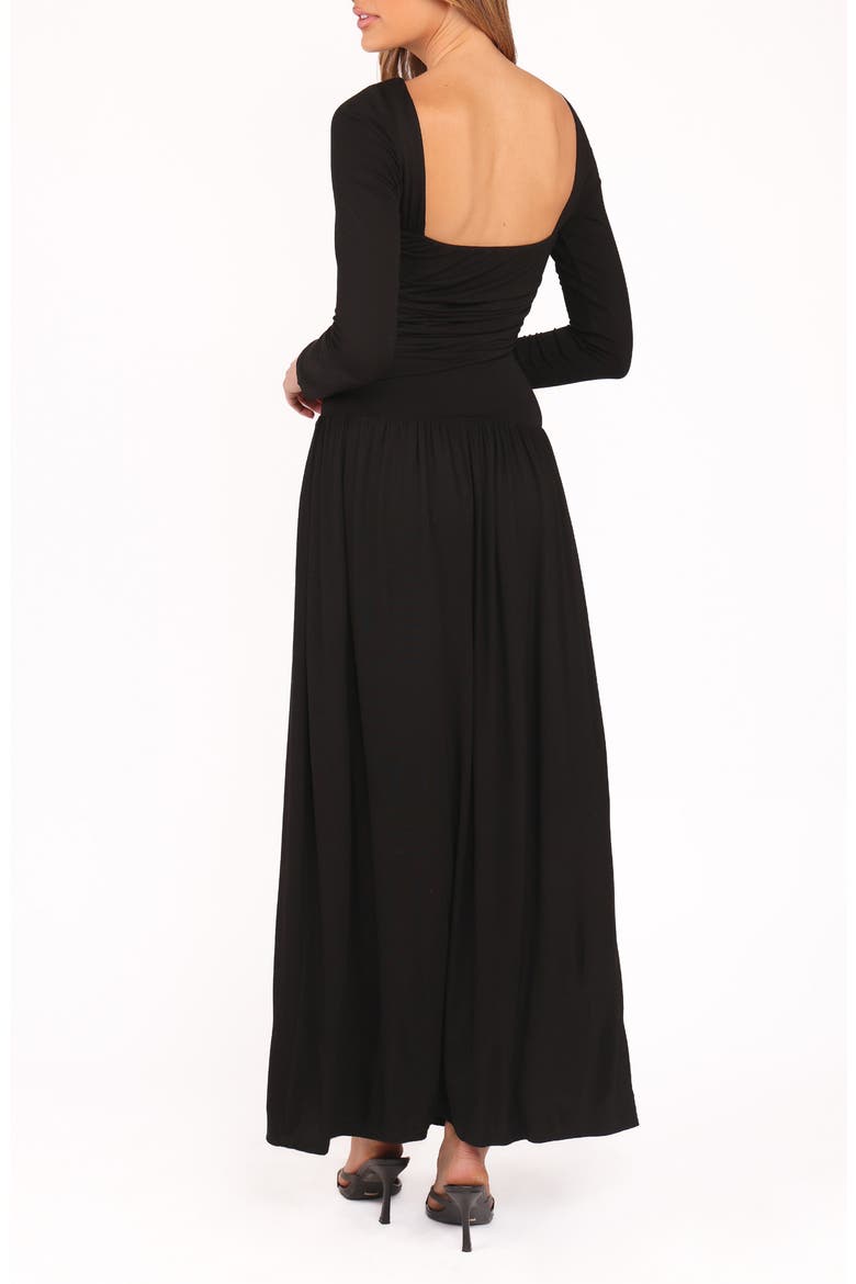 Shirley Cutout Back Long Sleeve Maxi Dress, Alternate, color, BLACK
