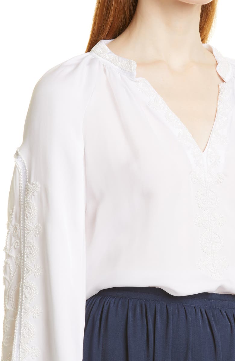 KOBI HALPERIN Brenda Embellished Silk Blend Popover Blouse, Alternate, color,
