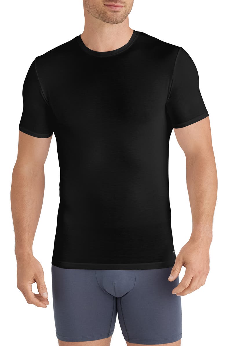 Tommy John 3-Pack Second Skin Stay Tucked Crewneck Undershirts, Alternate, color, Black/ White/ Dress Blues