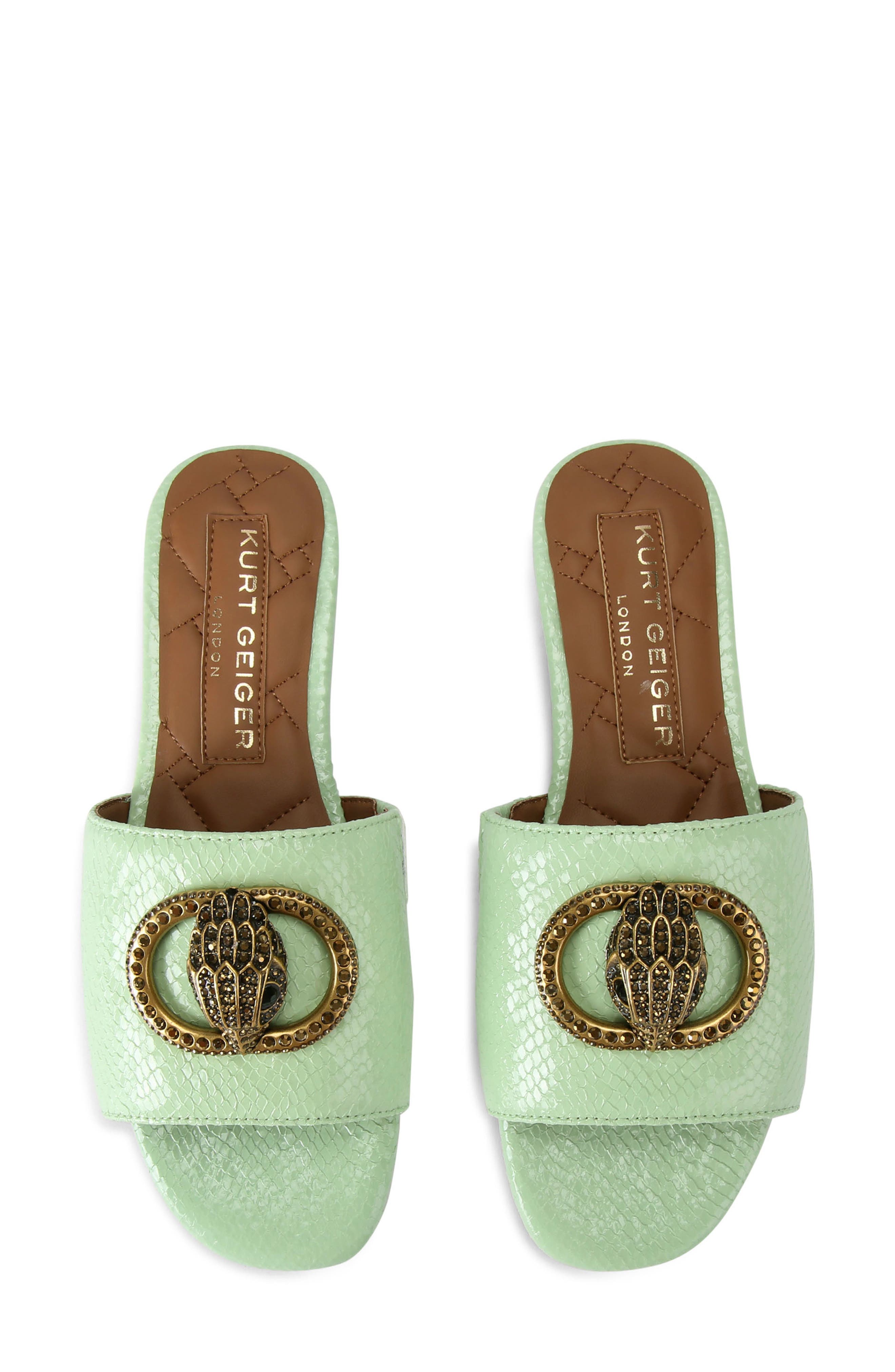 Kurt Geiger London Chelsea Snakeskin Embossed Leather Slide Sandal, Alternate, color, 