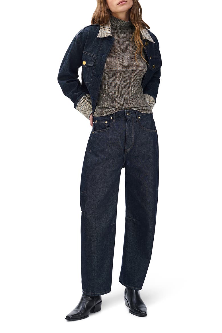 Shaw Paneled Plaid Turtleneck T-Shirt, Alternate, color, BRWMT