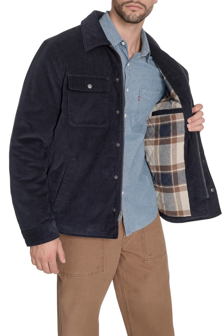 Corduroy Insulated Zip-Up Jacket, Alternate, color, NAVY