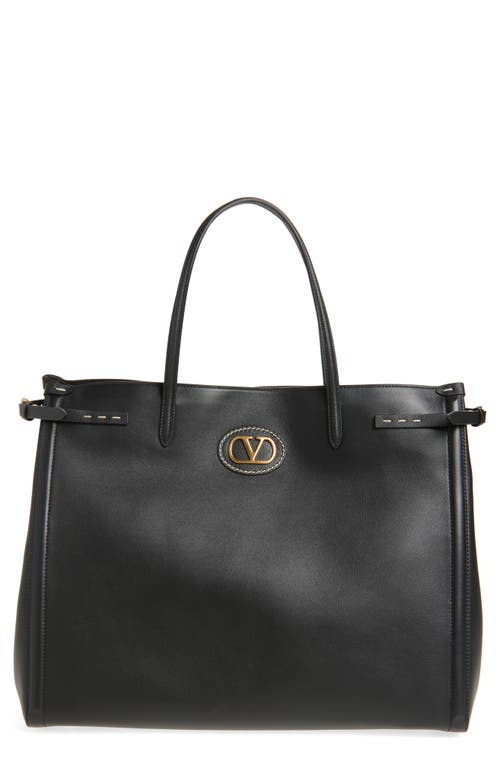 Valentino Garavani Large Item Leather Tote In Black