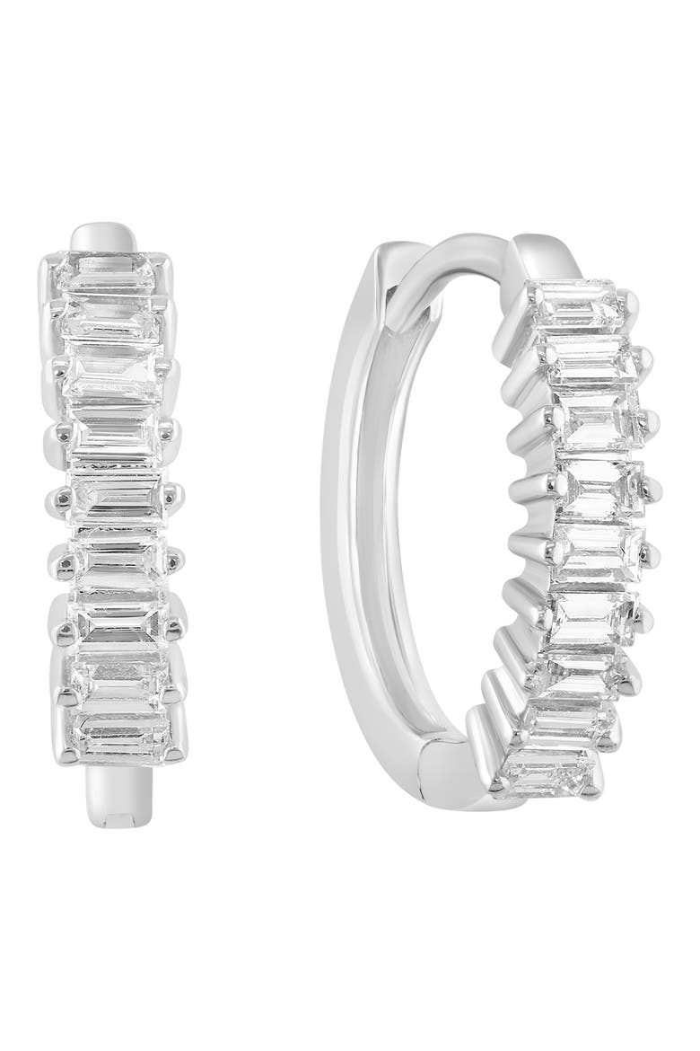 Diamond Hoop Earrings, Main, color, SILVER