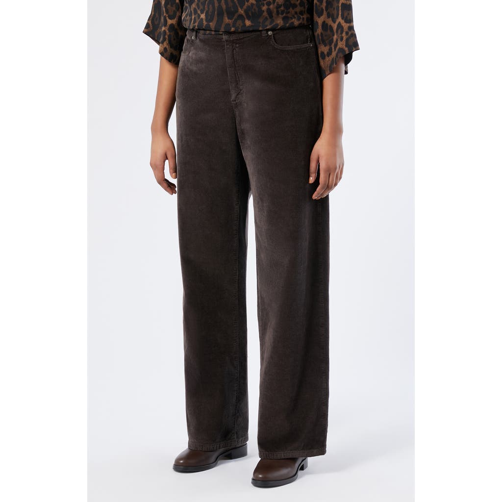 Marina Rinaldi Medea Wide Leg Corduroy Pants In Brown