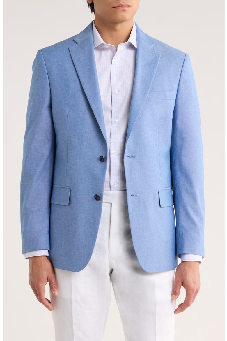Two Button Notch Lapel Woven Sport Coat, Main, color, BLUE SOLID