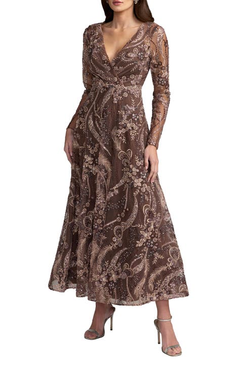 Petite Beaded Embroidered Maxi Dress