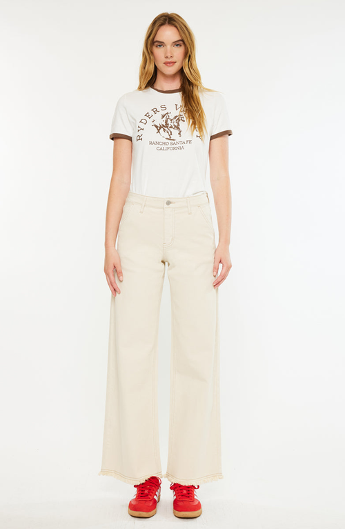 Kancan Grace High Rise Wide Jeans In Neutral