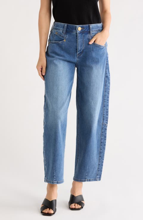 High Waist Ankle Barrel Leg Jeans