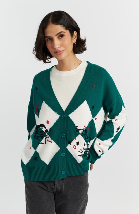Wool Cashmere Peanuts Poker Cardigan