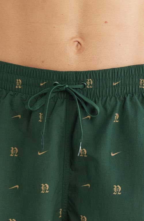 Nike Swim All-over Monogram Nylon 7 Volley Swim Shorts In Fir