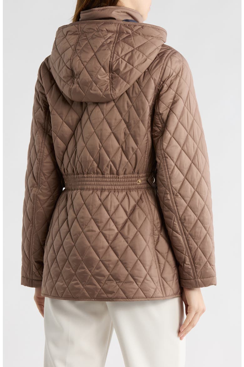 Hooded Diamond Quilted Jacket, Alternate, color, KHAKI