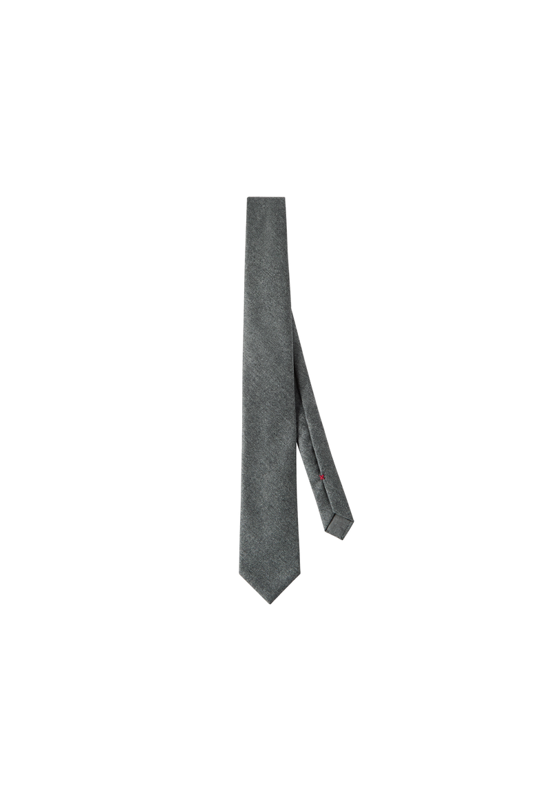 Virgin wool flannel tie, Alternate, color, Medium Grey