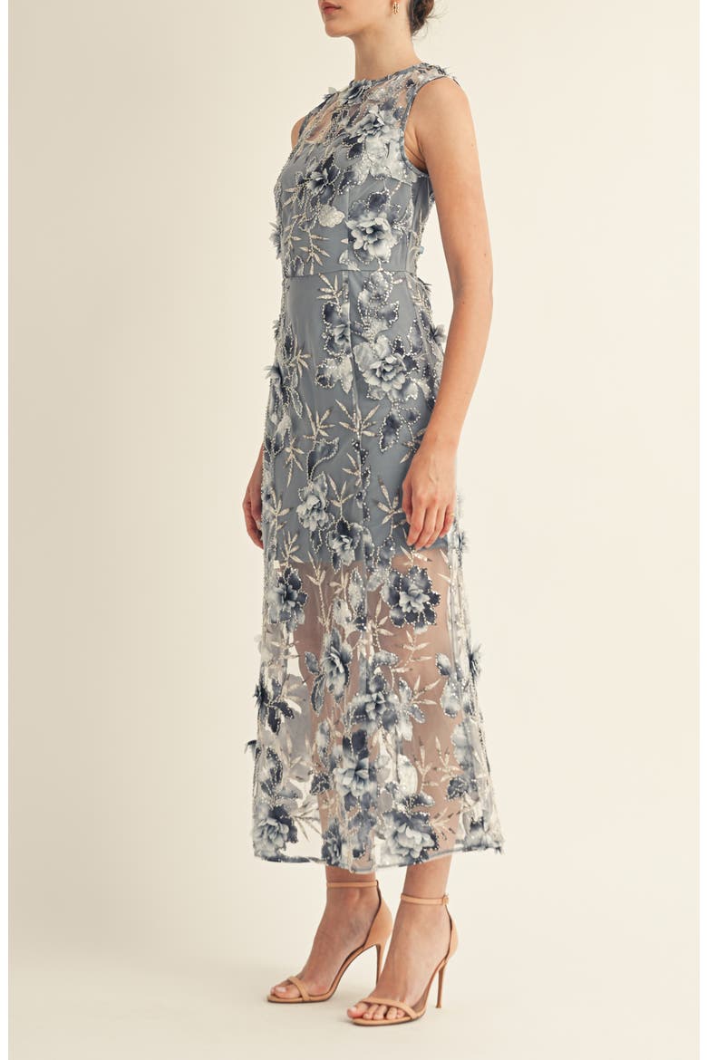 Sorelle Floral Embroidered Sheath Cocktail Dress, Alternate, color, MIDNIGHT BLUE