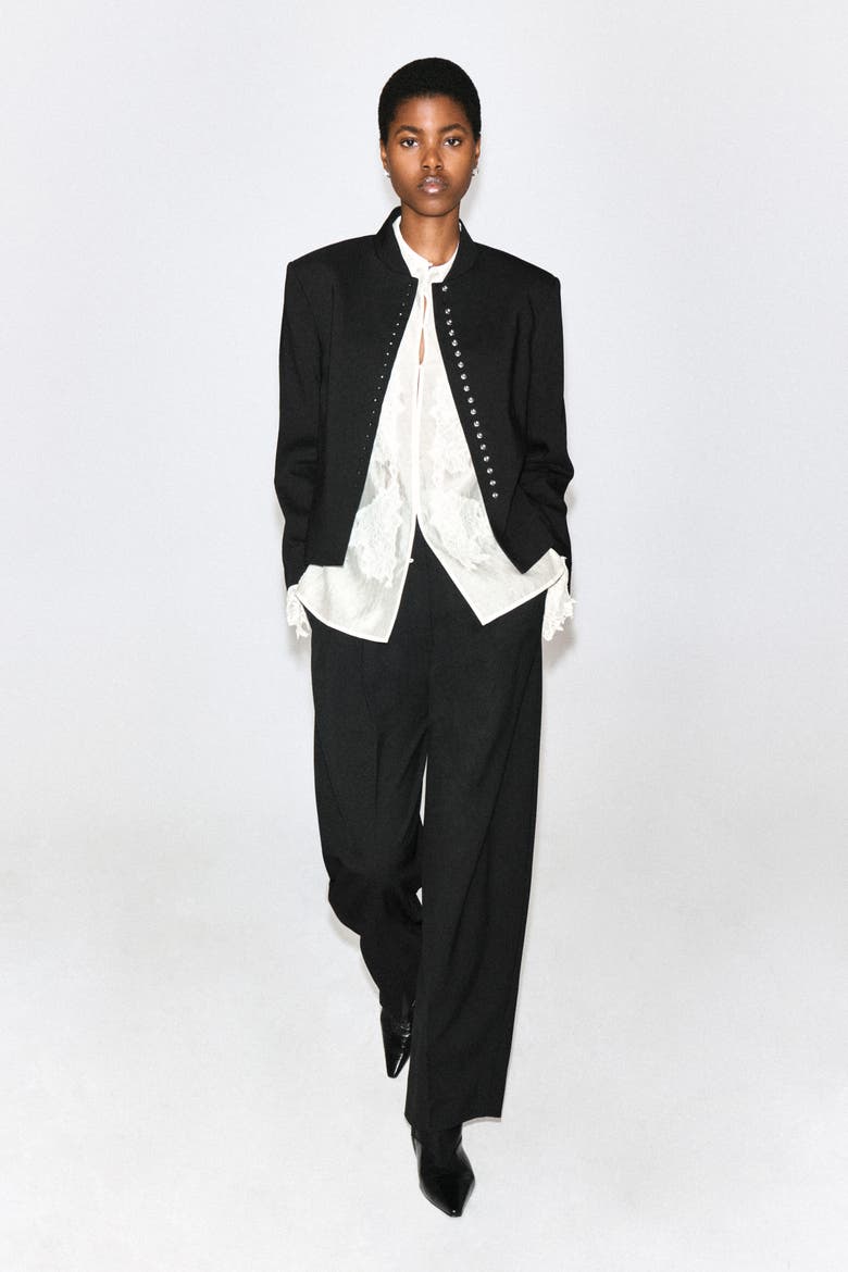 Fluid Lace-Detail Shirt, Alternate, color, IVORY