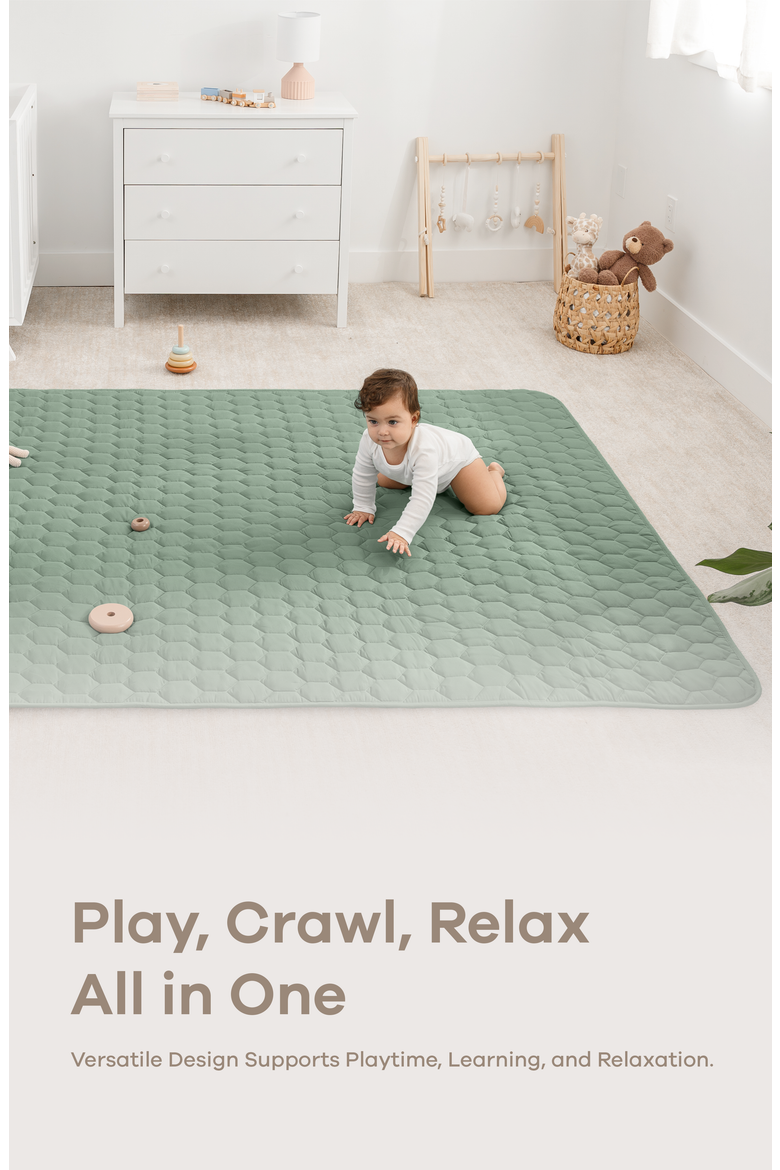 Premium Play Mat with Non-Slip Bottom, Rectangle, Alternate, color, Fern