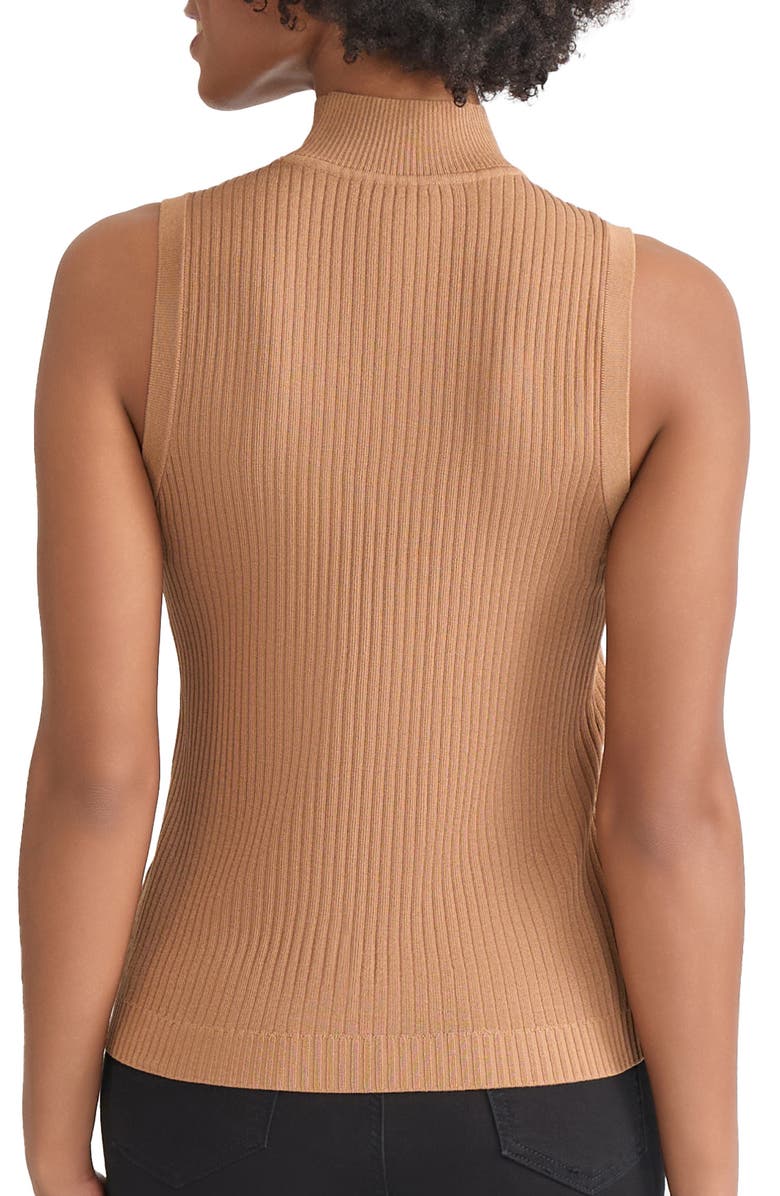 Jones New York Rib Sleeveless Turtleneck Sweater, Alternate, color, Caramel