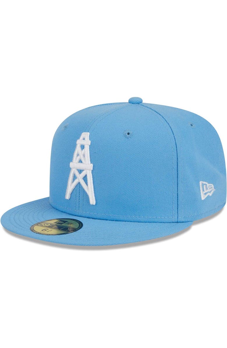 New Era Men's New Era Light Blue Houston Oilers Gridiron Classics Throwback Main 59FIFTY Fitted Hat, Alternate, color,