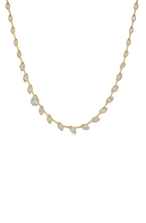 18k Gold Diamond Pear Bezel Necklace