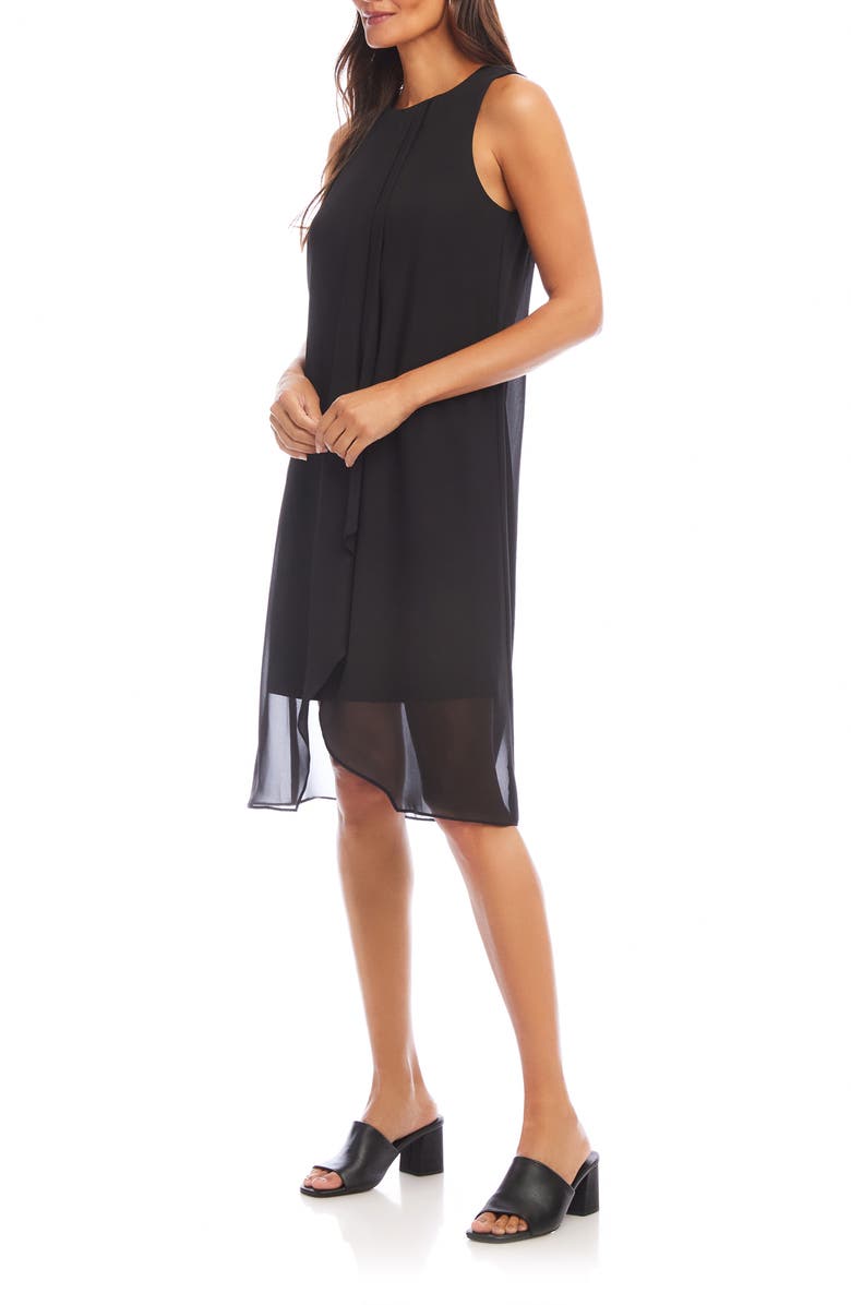 Karen Kane Draped Crossover Shift Dress, Alternate, color, Black