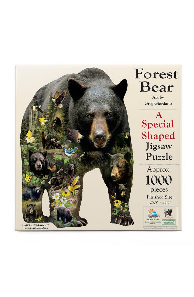 Sunsout Forest Bear 1000 piece Jigsaw Puzzle for Adults Special Shape, Alternate, color, Multicolor